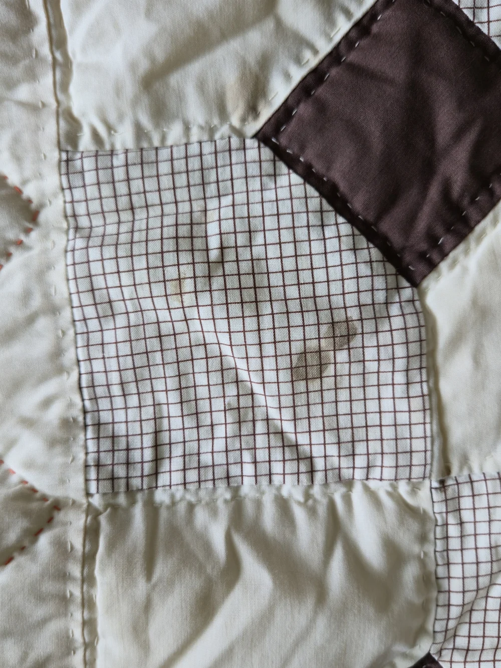 Vintage Handmade Churn Dash Patchwork Quilt Queen Size 70's -80's